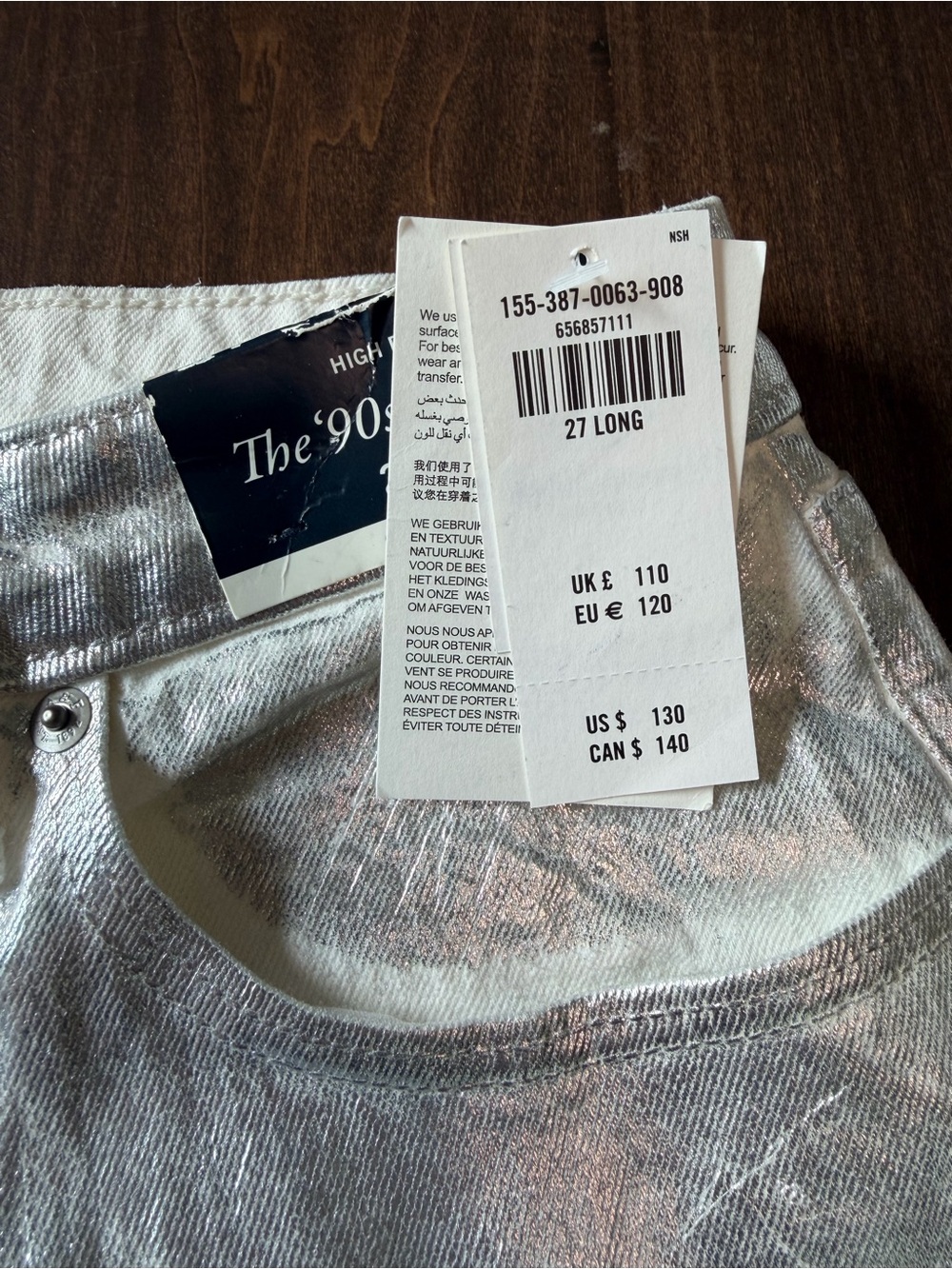 Abercrombie & Fitch Metallic Silver Jeans Size 27 LONG - Picture 3 of 5